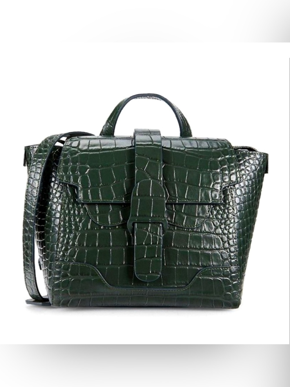 Senreve Mini Maestra Bag Purse Green Croc Leather Convertible Crossbody NWOT